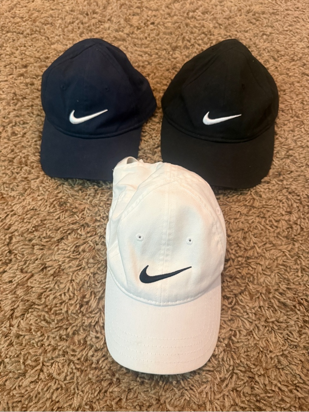 Nike Toddler Baseball Caps in White, Black & Navy with Swoosh